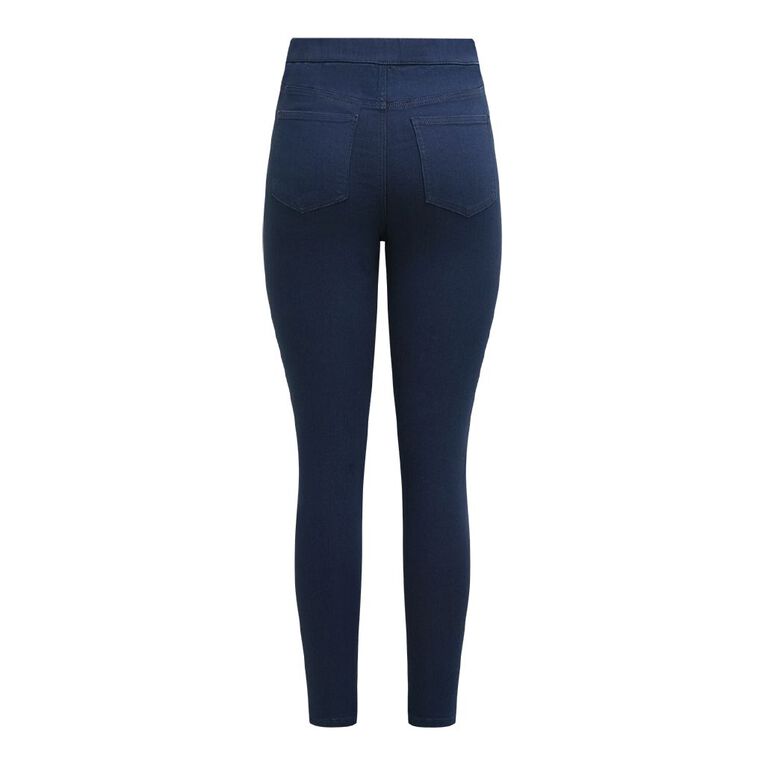 H&H Women's Slim Waistband Jeggings, Denim Dark, hi-res