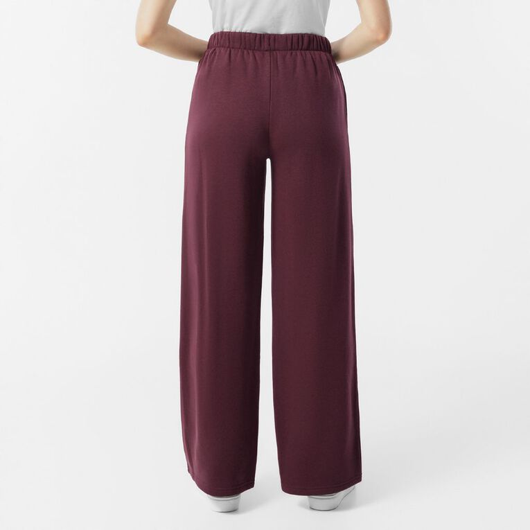 H&H Women's Wide Leg Track Pants, Red Dark, hi-res