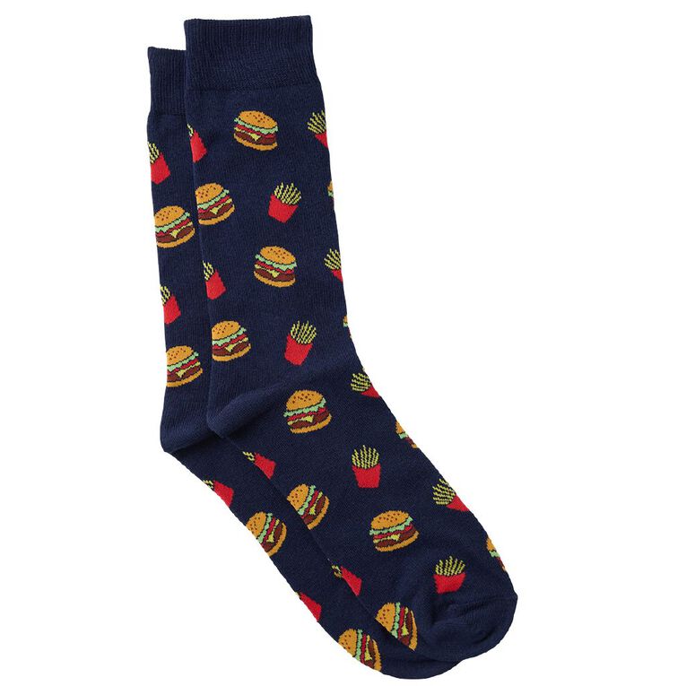 Sock Crew Novelty Crew Socks 1 Pack, Navy, hi-res