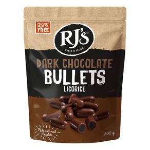 RJ's Dark Chocolate Licorice Bullets 200g