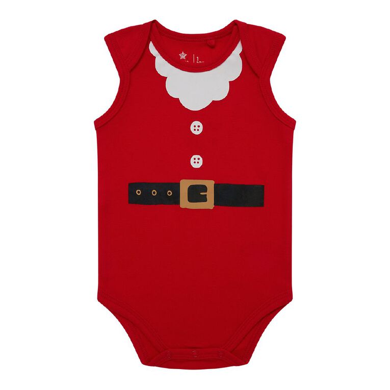 Young Original Babies' Sleeveless Christmas Bodysuit, Red Mid, hi-res