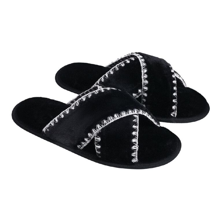 H&H Women's Bobby Slide Slippers, Black, hi-res