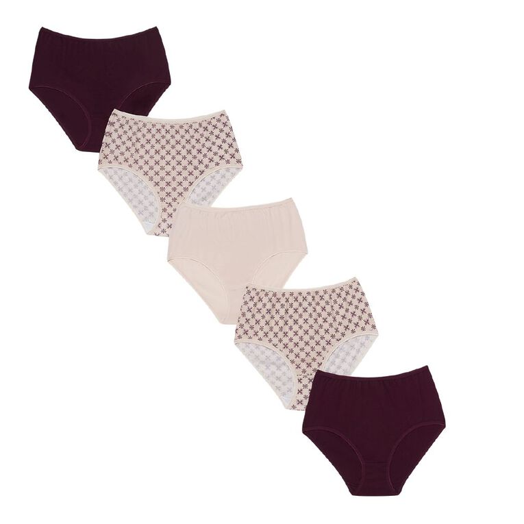 H&H Women's Full Briefs 5 Pack, Purple Dark, hi-res