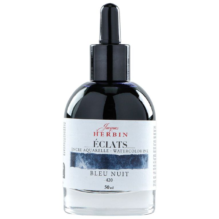 Jacques Herbin Eclats Watercolour Ink 420 50ml Midnight Blue Blue, , hi-res