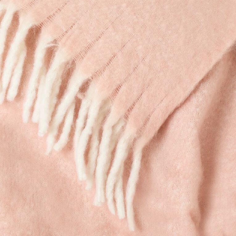 Living & Co Faux Mohair Throw Pink 127cm x 152cm, , hi-res