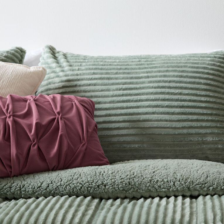 Living & Co 3 Piece Comforter Jacquard Ribbed Green King, , hi-res