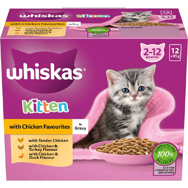 Whiskas Kitten with Chicken Pouch 12 Pack 85g, , hi-res