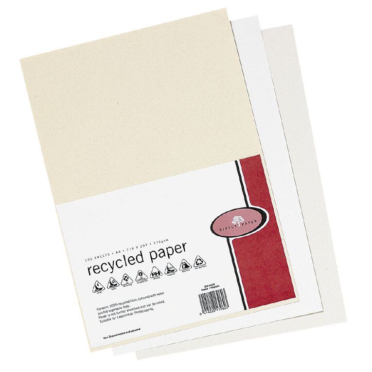 Direct Paper Recycled Paper 100gsm Beige A4 100 Pack, , hi-res
