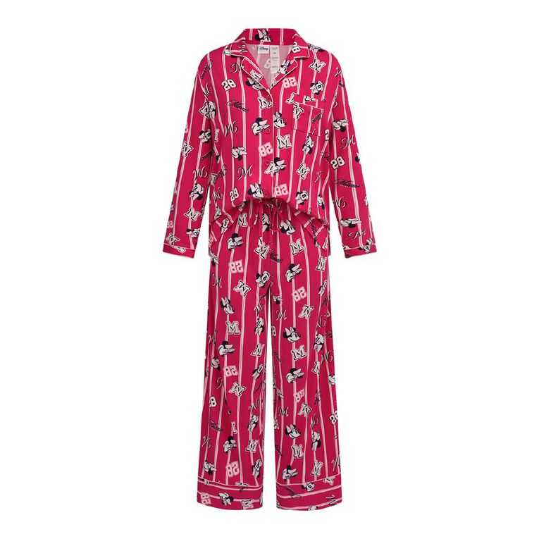 Minnie Mouse Comfy Long Sleeved Button Up Pyjama Set, Pink Dark, hi-res