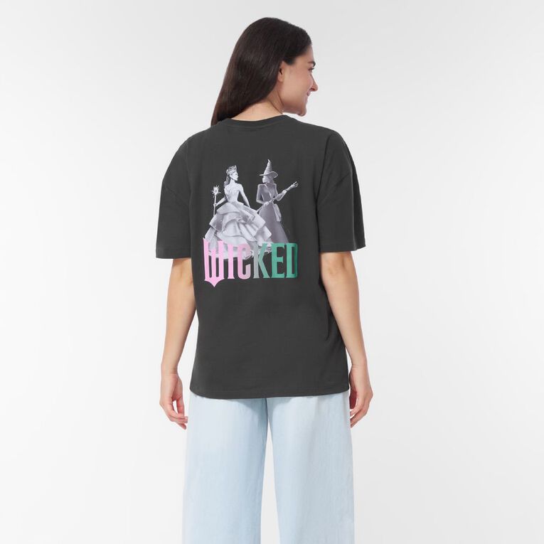 Wicked Women's Glinda Elphaba Boyfriend Tee, Grey Dark, hi-res