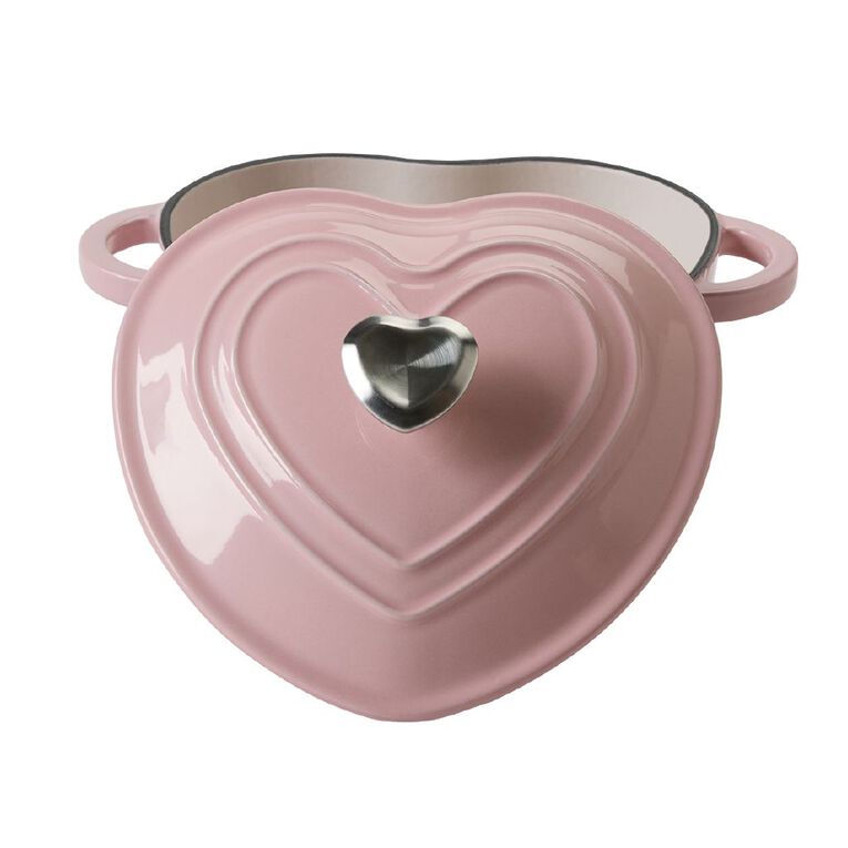 Living Co Cast Iron Casserole Heart Pink Pink The Warehouse