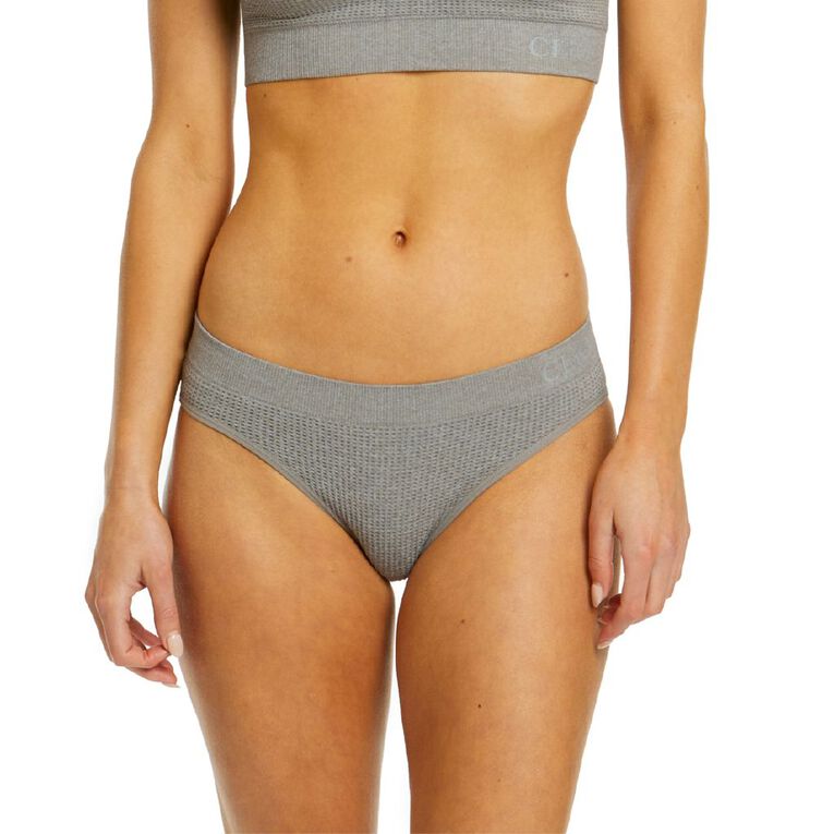 Clio Women's Waffle Bikini Briefs, Grey Marle, hi-res