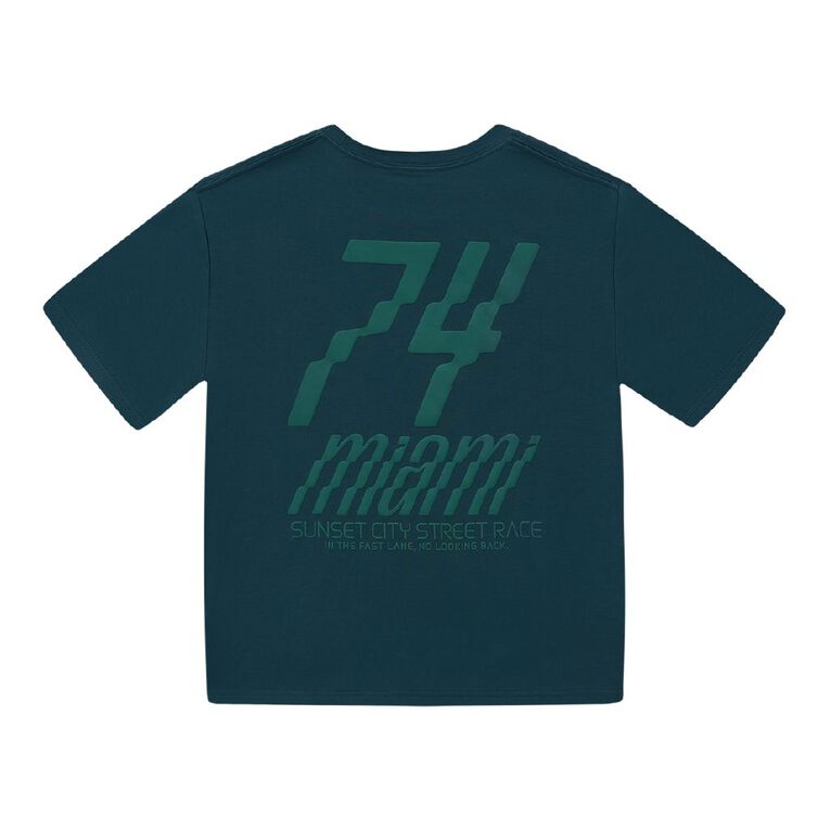 Young Original Short Sleeve Back Print Tee, Green Dark, hi-res