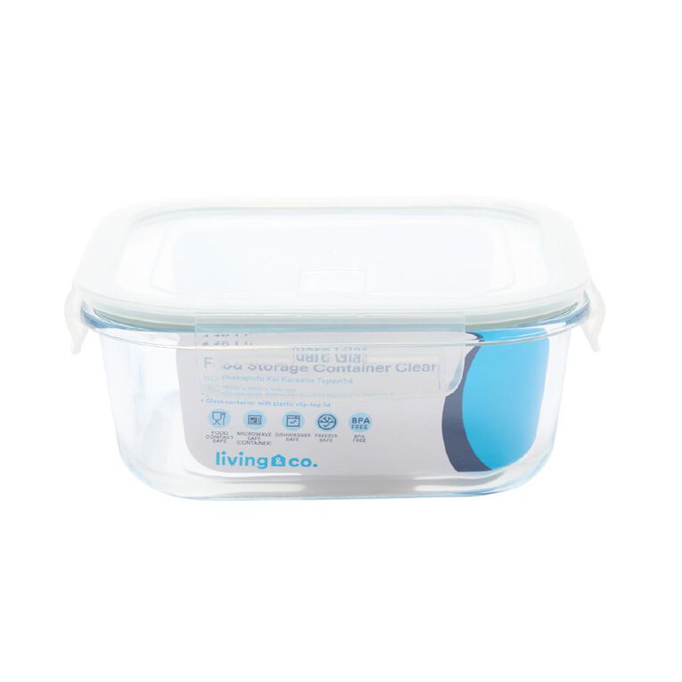 Living & Co Square Glass Food Storage Container 1.1L, , hi-res
