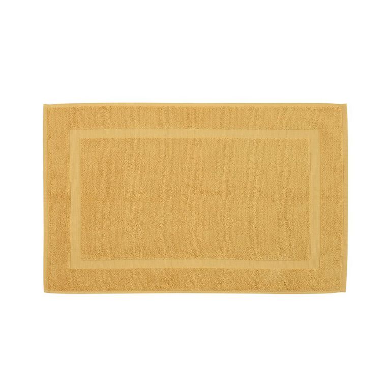 Living & Co Plush Terry Bath Mat Yellow 50cm x 80cm, , hi-res