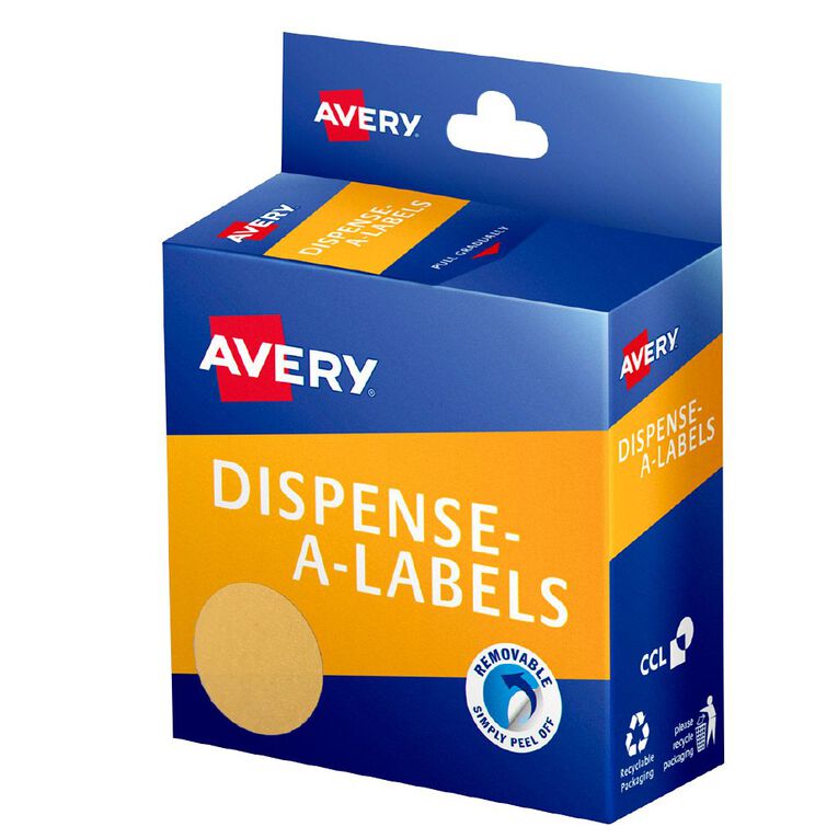 Avery Kraft Dispenser Dot Stickers 24mm 400 Labels, , hi-res