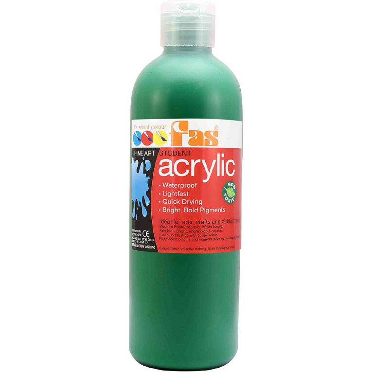 FAS Paint Student Acrylic Green Mid 500ml, , hi-res