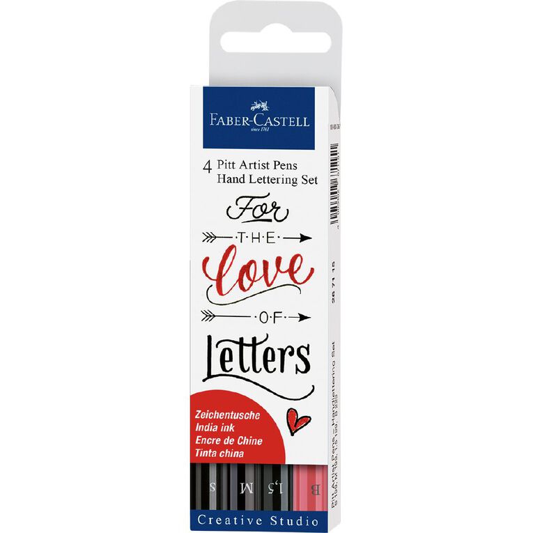 Faber-Castell Pitt Artist Pens Hand Lettering Set Love Letters 4 Pack, , hi-res