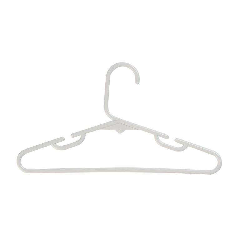 Living & Co Kids Plastic Coat Hangers White 10 Pack, , hi-res