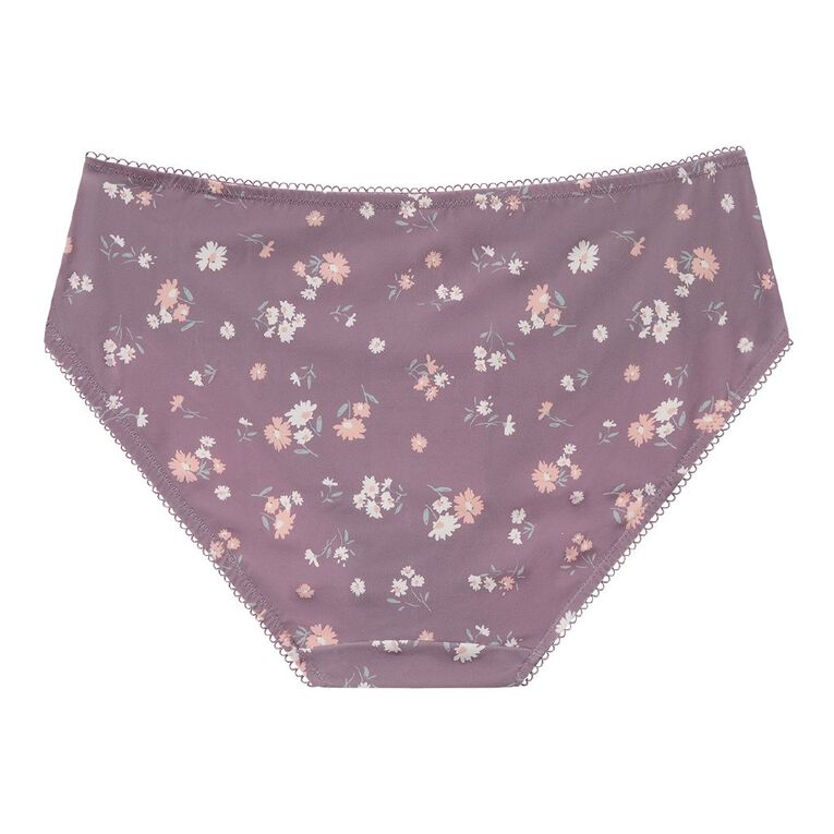 H&H Women's Bella Print & Lace Bikini Briefs, Pink Dark, hi-res