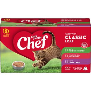 Chef Variety Classic Loaf Pouches Cat Food 18 x 100g