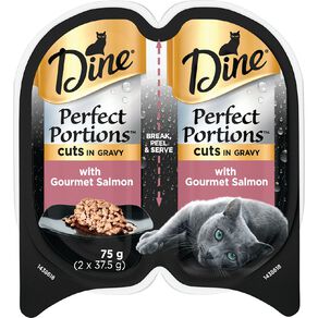 Dine Perfect Portions in Gravy with Salmon Wet Cat Food 2 Pack 37.5g