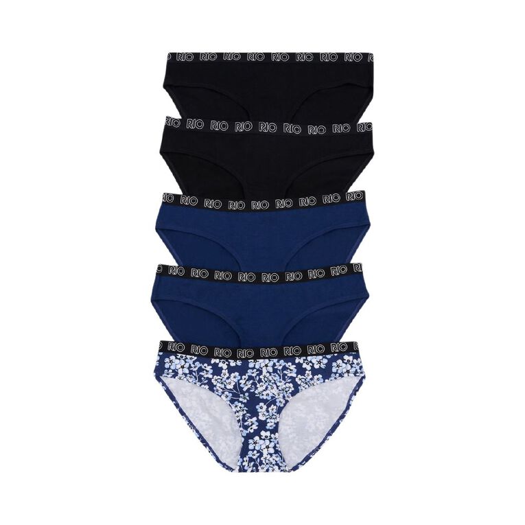 Rio Women's Bikini Briefs 5 Pack, Navy, hi-res