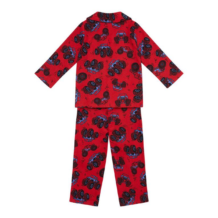 H&H Boys' Flanelette Button Up Pyjama Set, Red Mid, hi-res