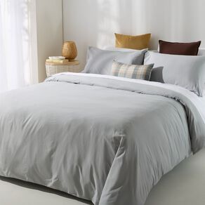 Living & Co Duvet Cover Set Washed Cotton Grey