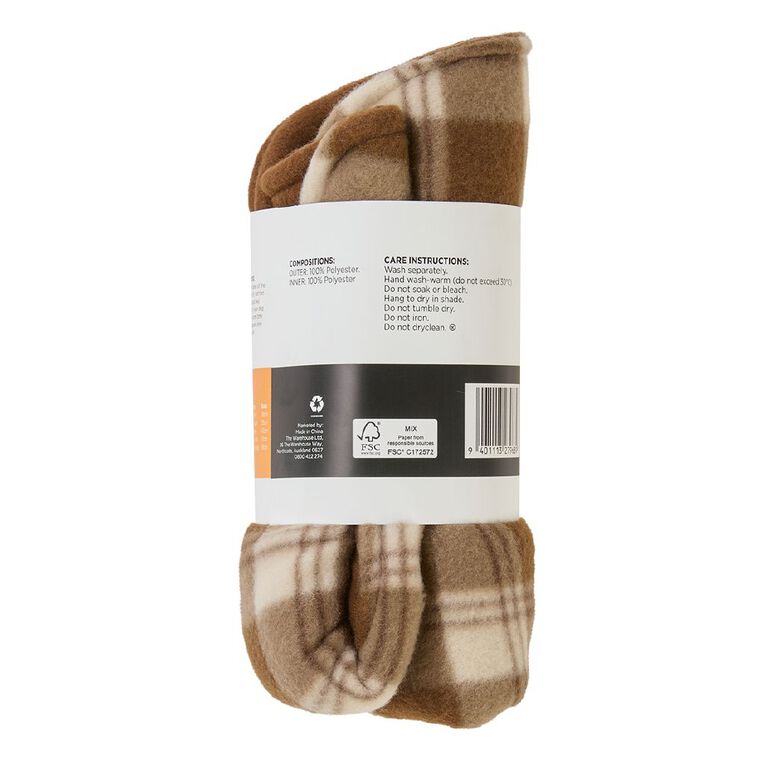 Petzone Fleece Pet Jacket Check Brown Mid Small, , hi-res