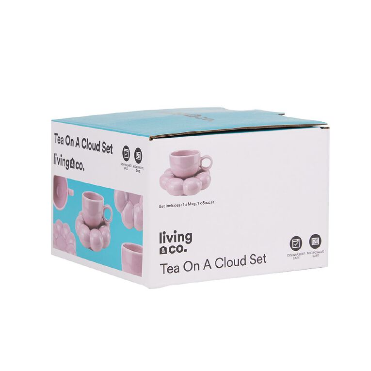 Living & Co Tea on a Cloud Cup and Saucer 2 Piece Set Pink, , hi-res