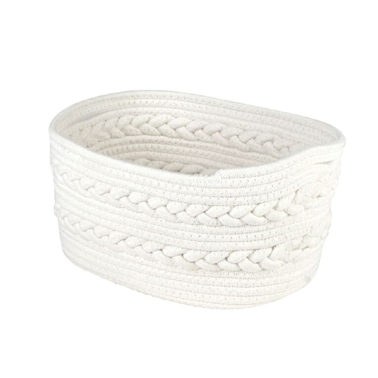 Living & Co Cotton Blend Basket Medium White, , hi-res