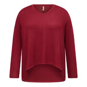 H&H Plus Women's Long Sleeve Brushed V-Neck Swing Top