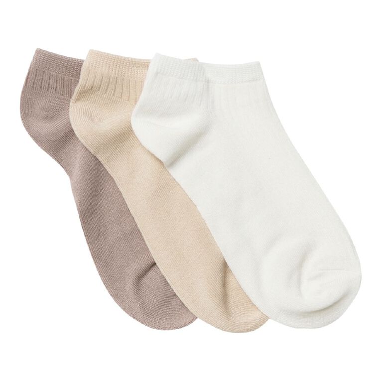 H&H Women's Bamboo Ankle Sock 3 Pack, Natural BGE MIX, hi-res