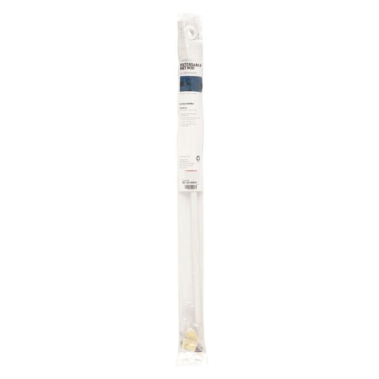 Living & Co Extendable Net Rod White 60-100cm, White, hi-res