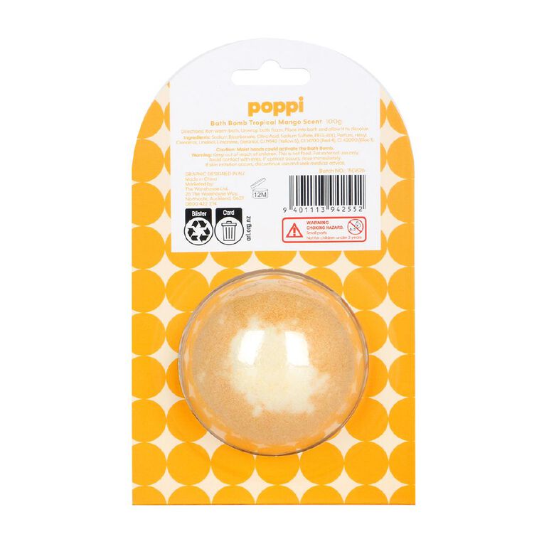 Poppi Bath Bomb Tropical Mango 100g 100g, , hi-res