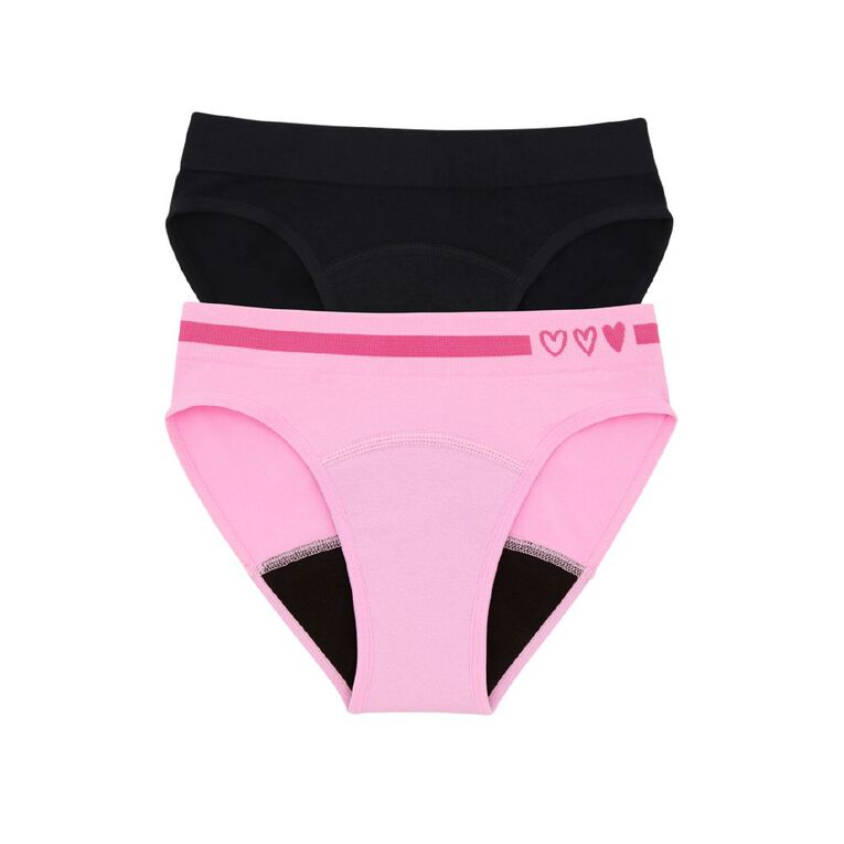 Love Luna Teen First Period Seamfree Bikini Briefs 2 Pack, Pink Light, hi-res