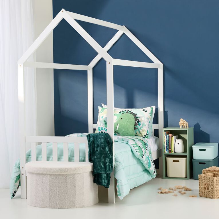 Living & Co Canopy Bed White Single, , hi-res