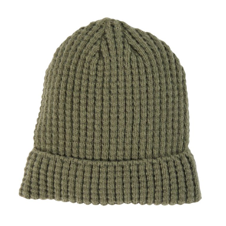 H&H Men's Waffle Beanie, Green Mid, hi-res