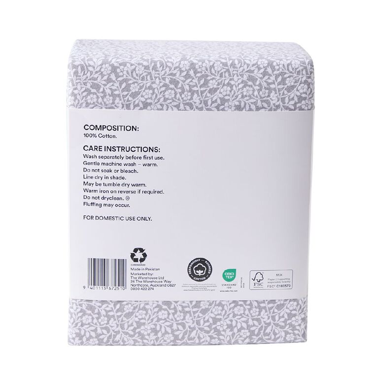 Living & Co Cotton Flannelette Sheet Set Joliet Grey Queen, , hi-res