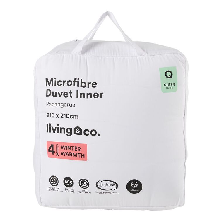 Living & Co 800gsm Microfibre Duvet Inner White Queen, , hi-res