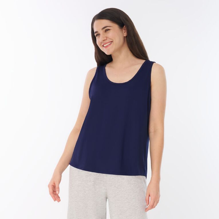 H&H Women's Comfy Pyjama Singlet, Blue Dark, hi-res