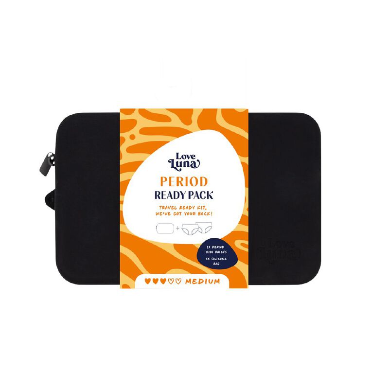 Love Luna Women's Period Midi Briefs Kit 2 Pack, Black, hi-res