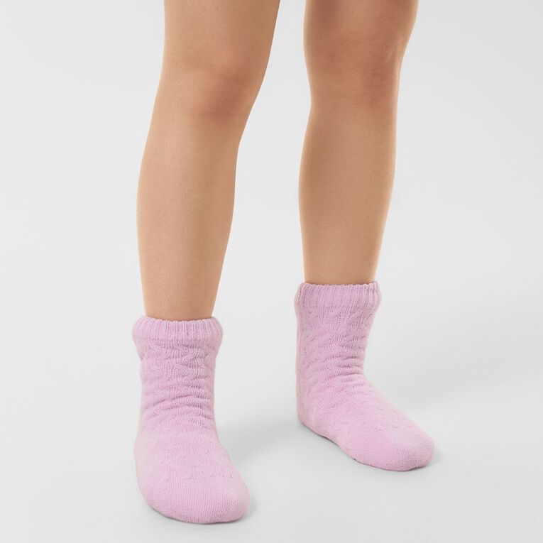H&H Women's Sherpa Cable Half Crew Socks 1 Pack, Pink Light, hi-res