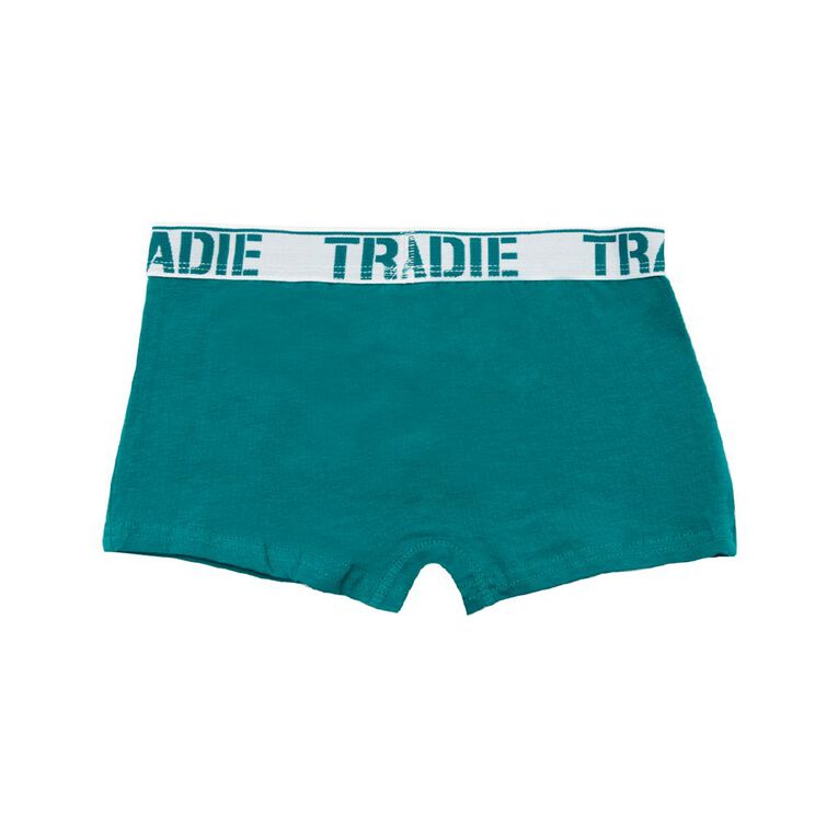 Tradie Boys' Plain Trunks 3 Pack, Green, hi-res
