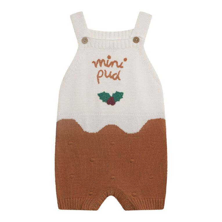 Young Original Babies' Christmas Pudding Knitted Romper, Brown Mid, hi-res