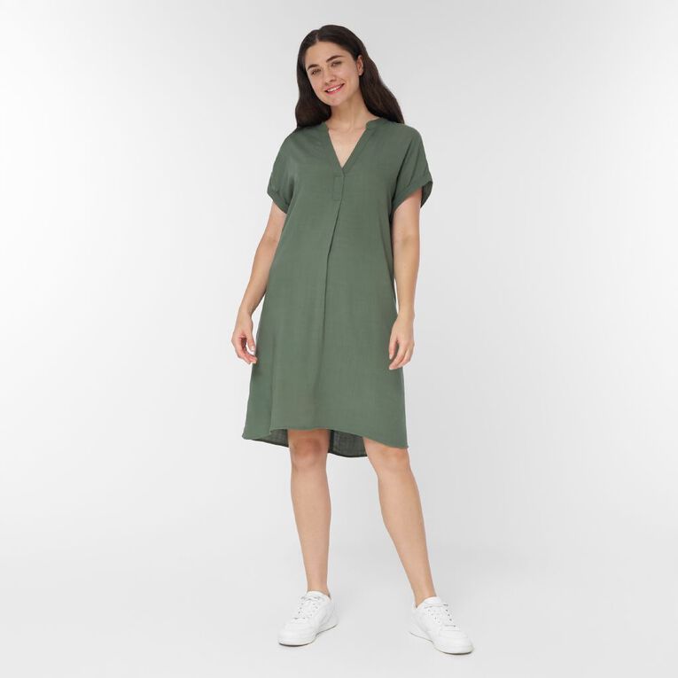 H&H Women's Short Sleeve Popover Tunic, Green Dark, hi-res