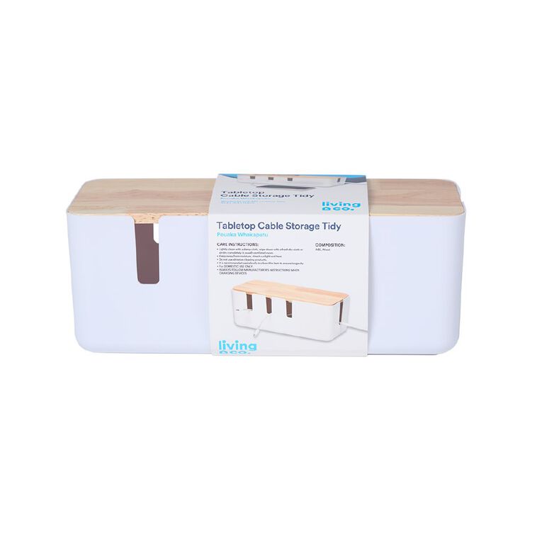 Living & Co Table Top Cable Storage With Bamboo Lid, , hi-res