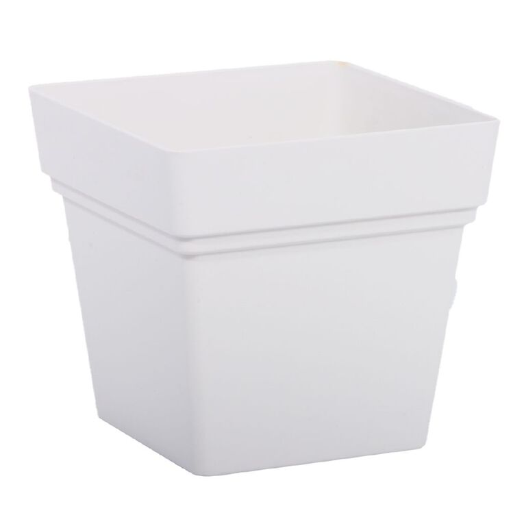 Kiwi Garden Recycled Square Plastic Pot 16cm x 17cm White, , hi-res