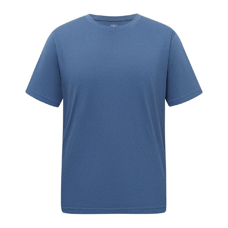 H&H Men's Regular Fit Crew Neck Tee, Blue Mid, hi-res